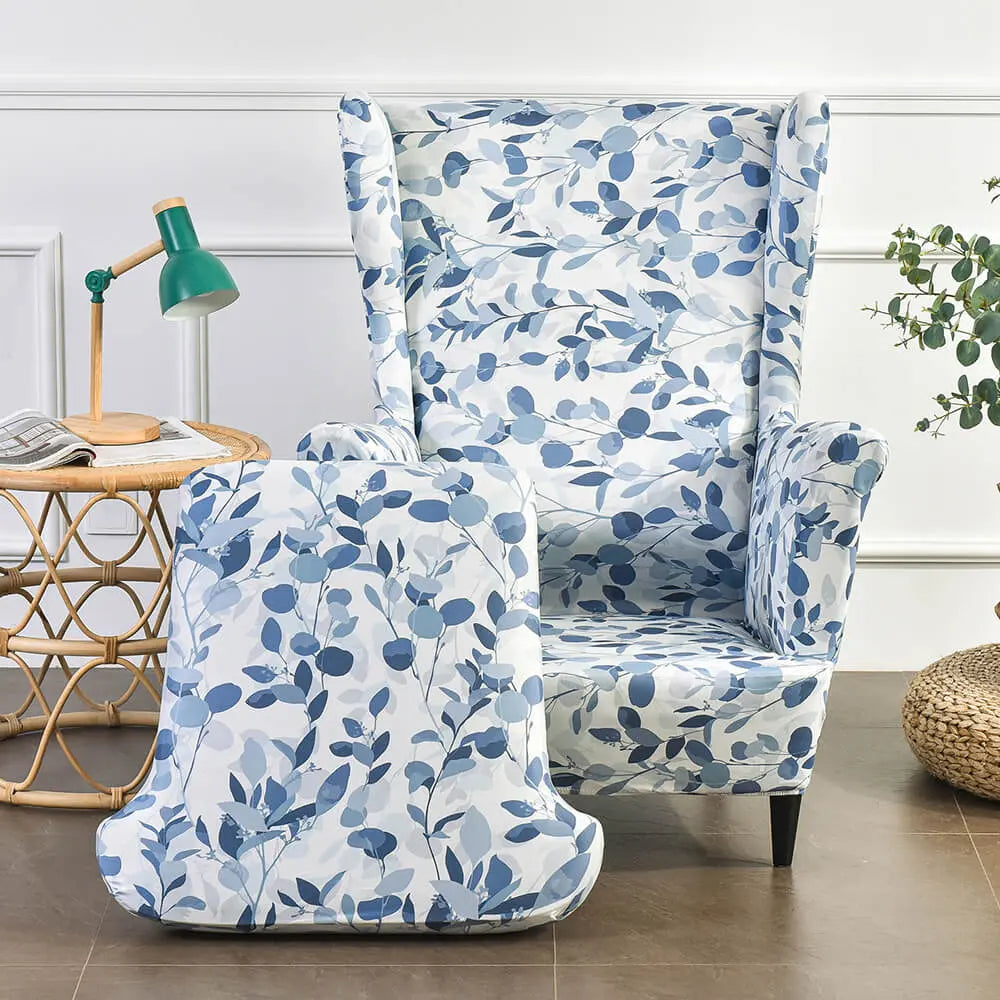 Patterned wingback best sale chair slipcovers