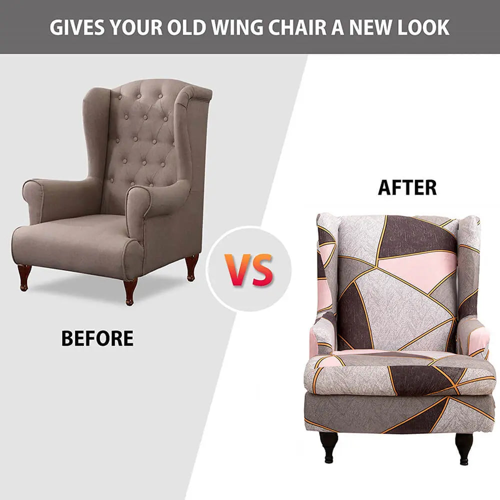 Patterned Wingback Chair Cover High Quality Furniture Protector - Pink-grey Crfatop %sku%