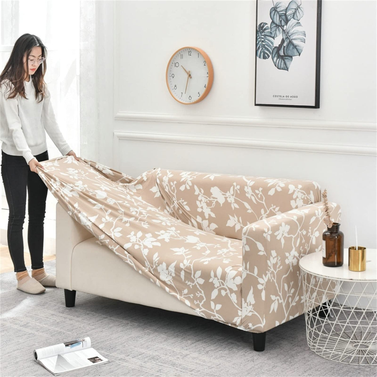 One-piece Loveseat Couch Cover Elastic Printing Sectional Sofa Armchair Slipcover Crfatop %sku%