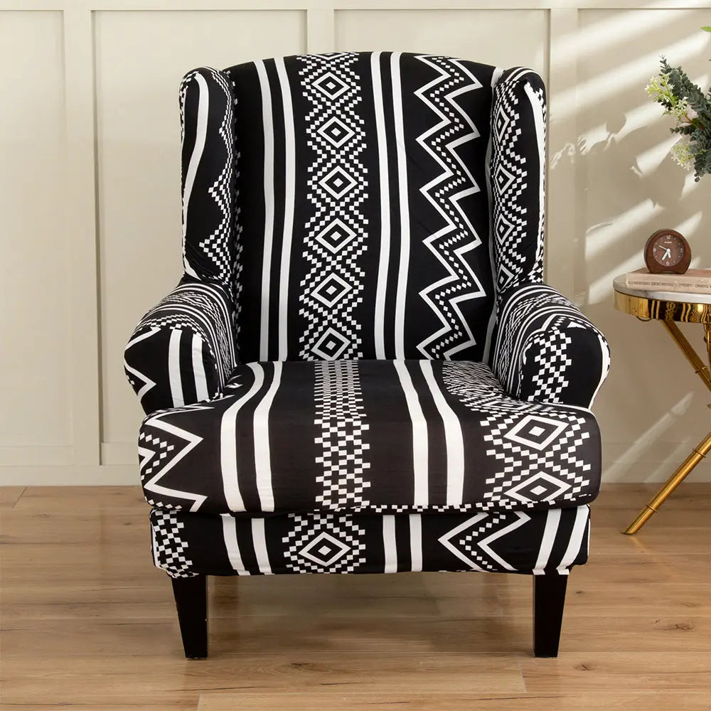 Striped wingback best sale chair covers