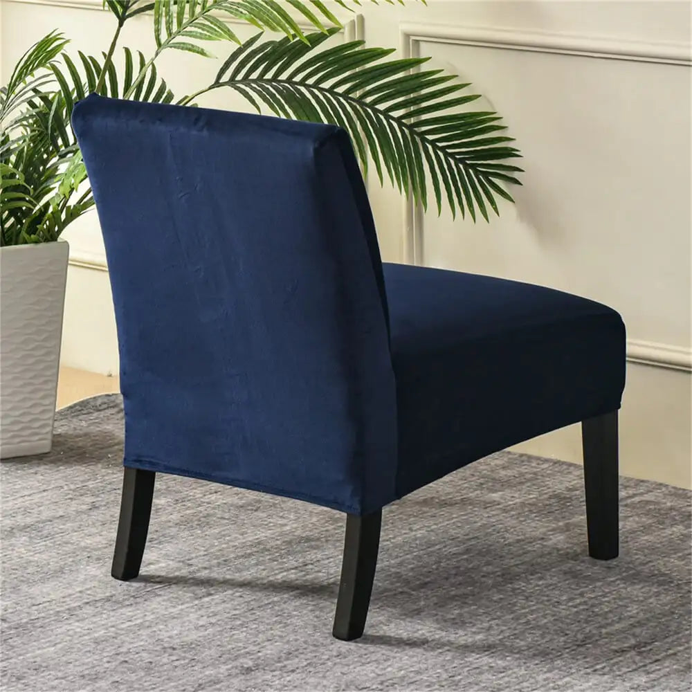 Armless Chair Slipcover Removable Kitchen Dark Blue Chair Cover Accent Chair Covers Crfatop %sku%