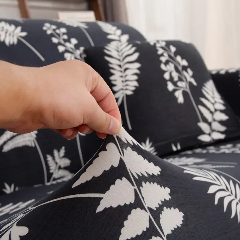 Black Sofa Slipcover One-piece Cushion Printing Couch Cover with Free Pillow Cover Crfatop %sku%