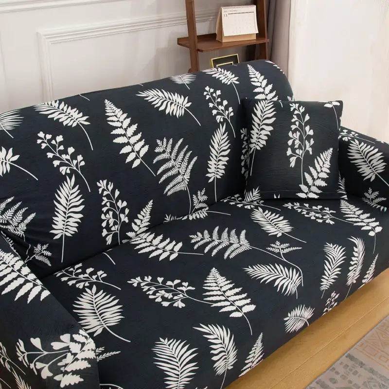 Black Sofa Slipcover One-piece Cushion Printing Couch Cover with Free Pillow Cover Crfatop %sku%