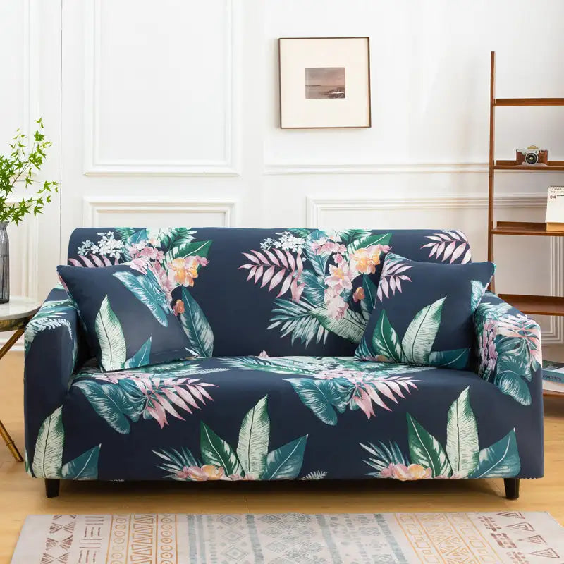 Black Sofa Slipcover One-piece Cushion Printing Couch Cover with Free Pillow Cover Crfatop %sku%