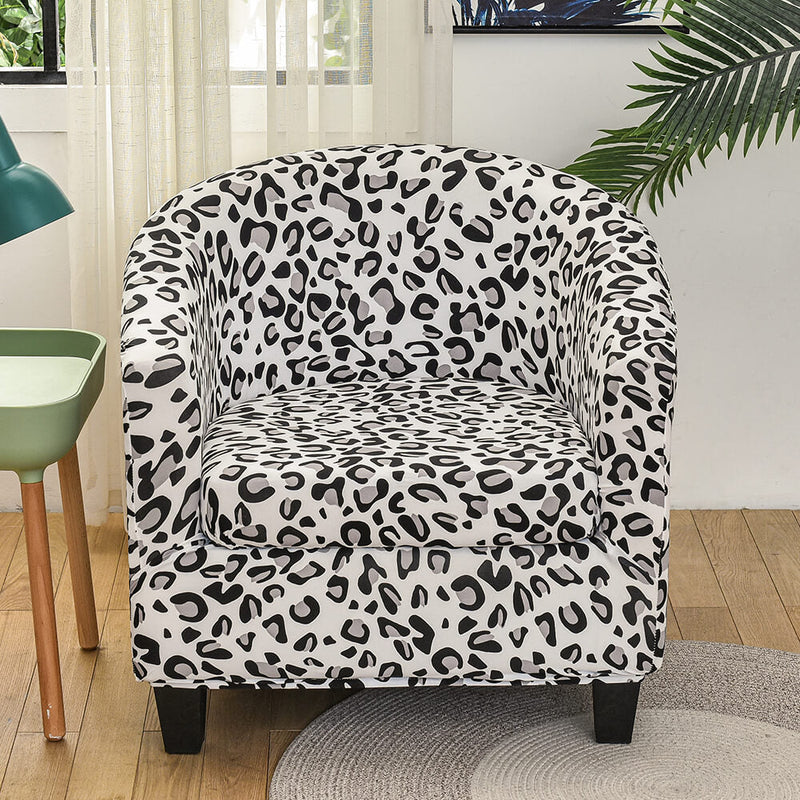 Trendy Round Barrel Chair Cover Strethy Leopard Prints One Single Couch Sofa Slipcover Top Level Crfatop %sku%