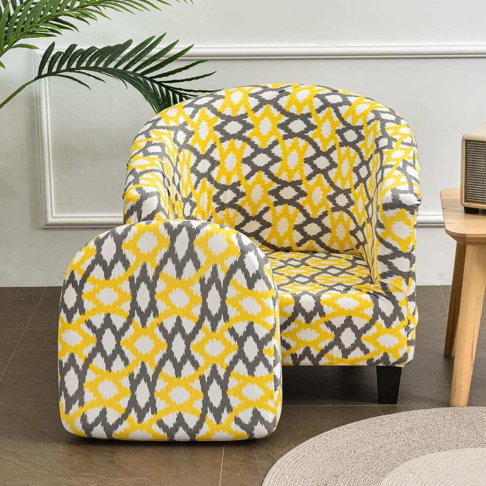 Classical Yellow Club Tub Chair Cover Stretch 2 Pieces Armchair Cover CCC013 Crfatop %sku%