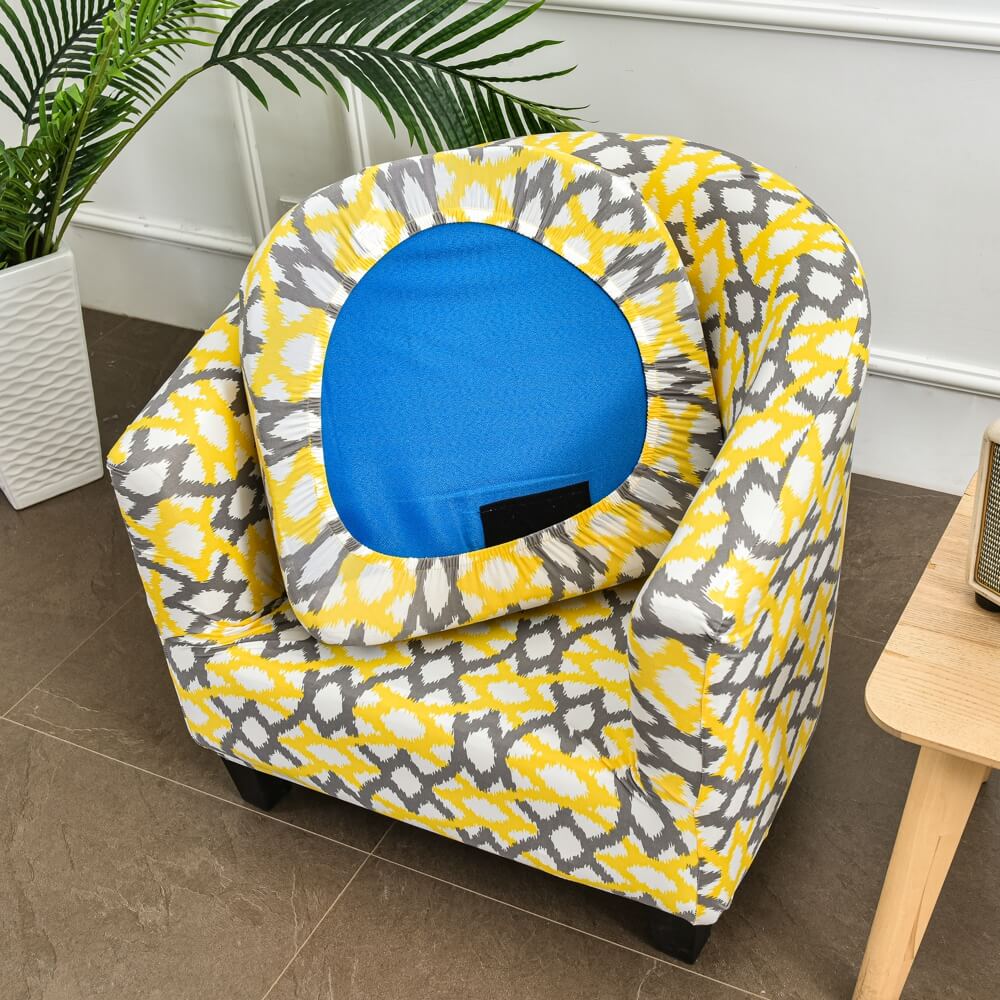 Classical Yellow Club Tub Chair Cover Stretch 2 Pieces Armchair Cover CCC013 Crfatop %sku%