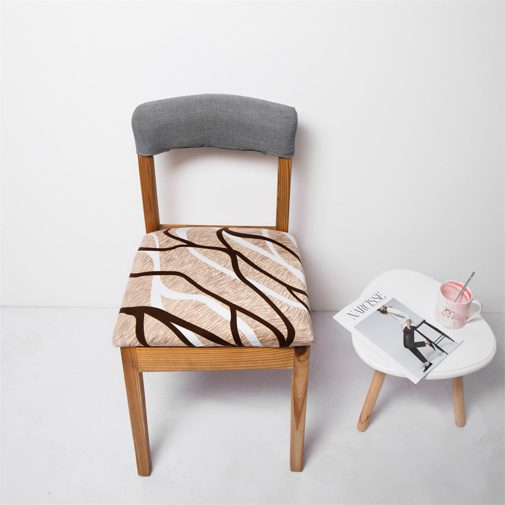 Stretch Printed Chair Seat Cover 2 Pieces Washable Dining Upholstered Chair Protector Seat Cushion Slipcover Crfatop %sku%