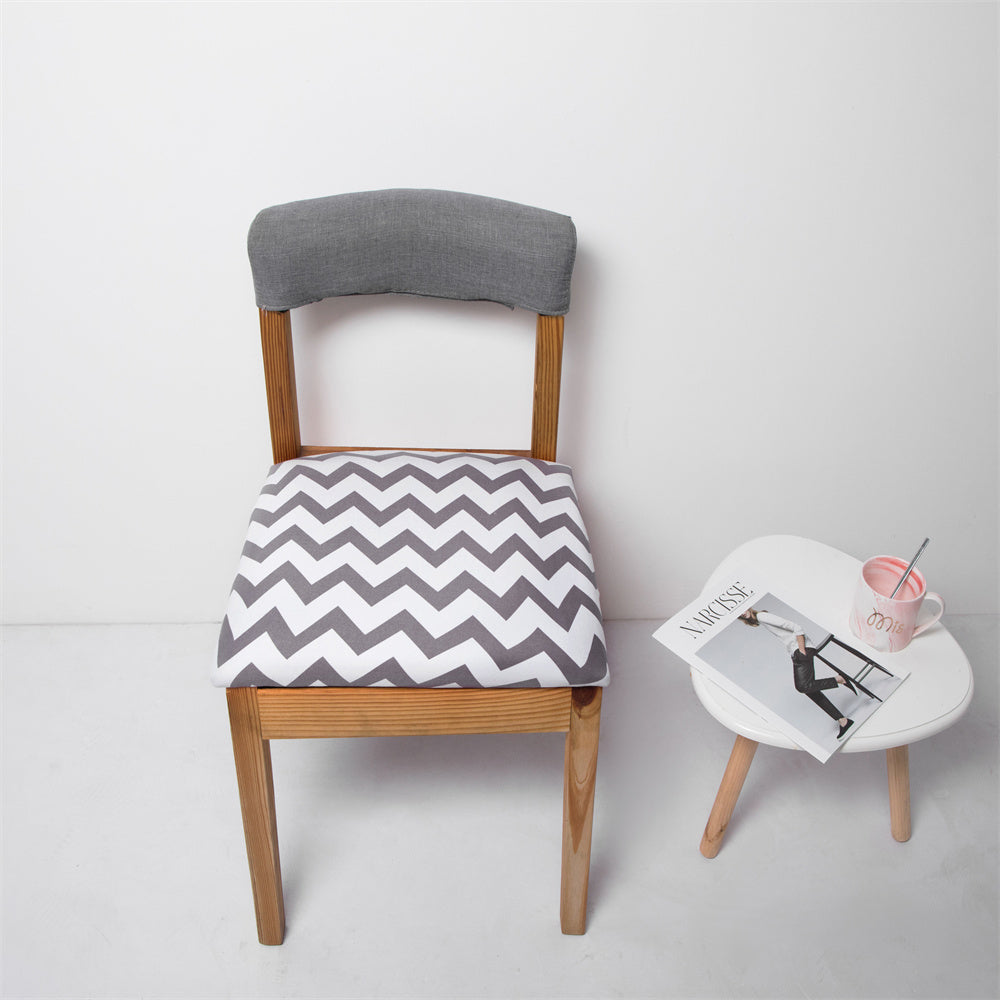 Stretch Printed Chair Seat Cover 2 Pieces Washable Dining Upholstered Chair Protector Seat Cushion Slipcover Crfatop %sku%