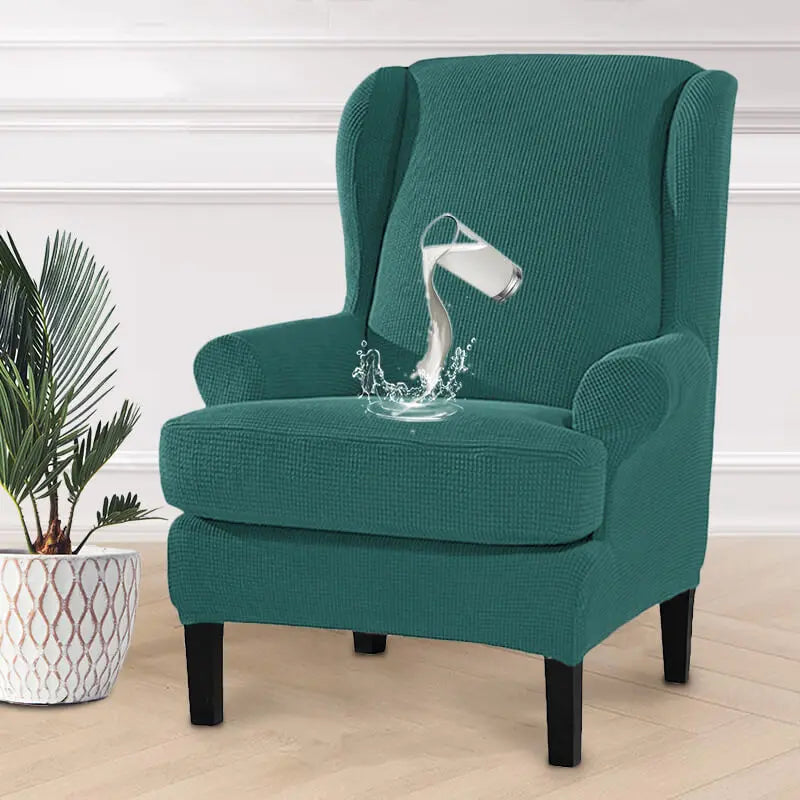 Casual Wingback Chair Slipcover Waterproof Armchair Cover Crfatop