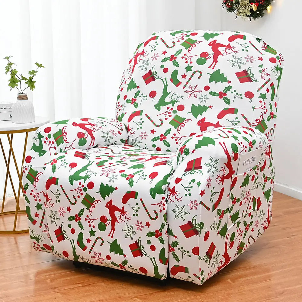 Christmas Recliner Slipcover Stretch All-Inclusive Reclining Chair Cover Crfatop %sku%