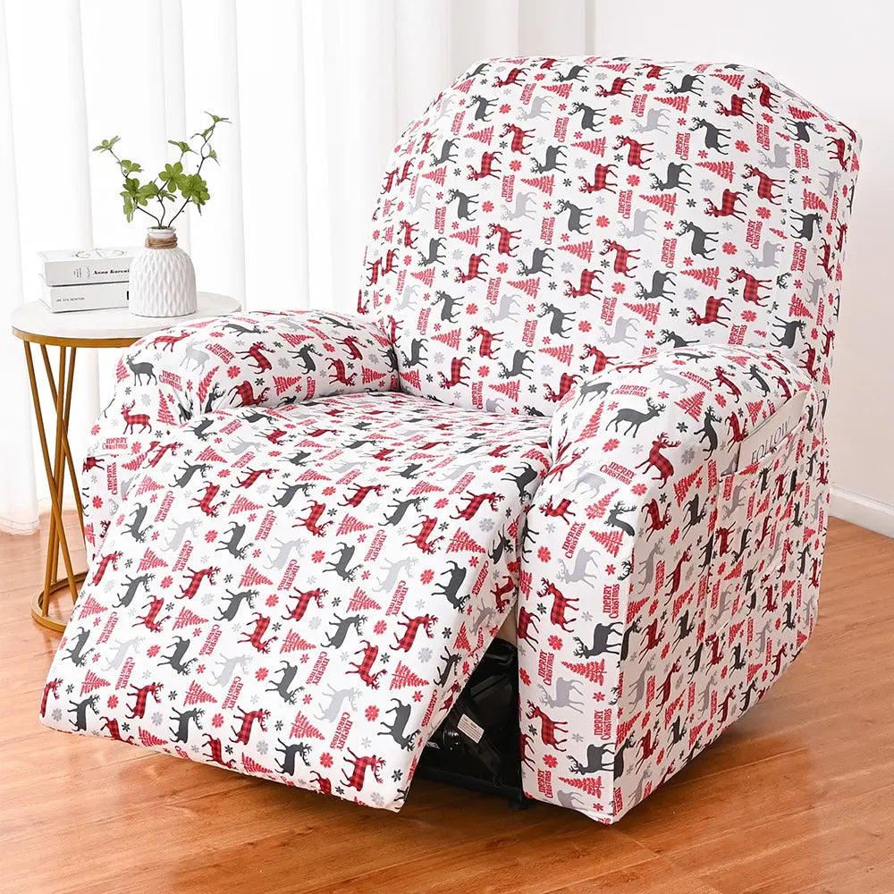 Christmas Recliner Slipcover Stretch All-Inclusive Reclining Chair Cover Crfatop %sku%