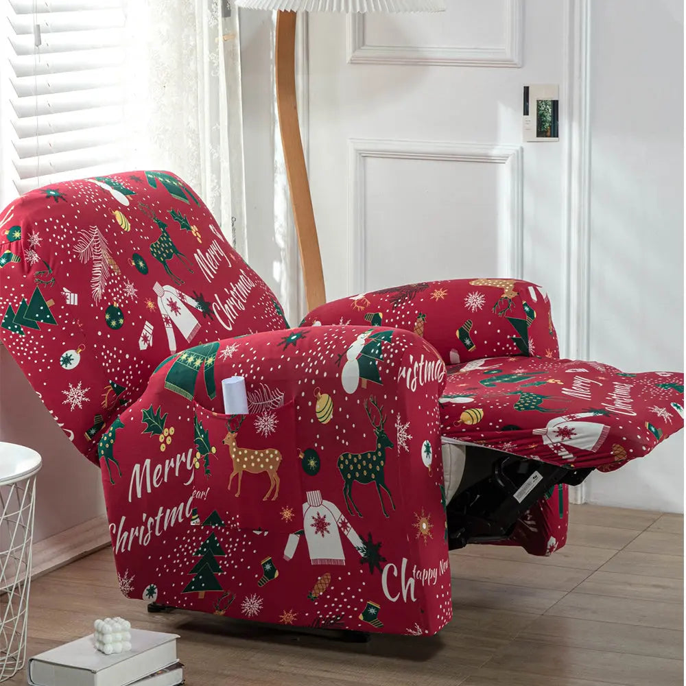 Christmas Recliner Slipcover Stretch All-Inclusive Reclining Chair Cover Crfatop %sku%