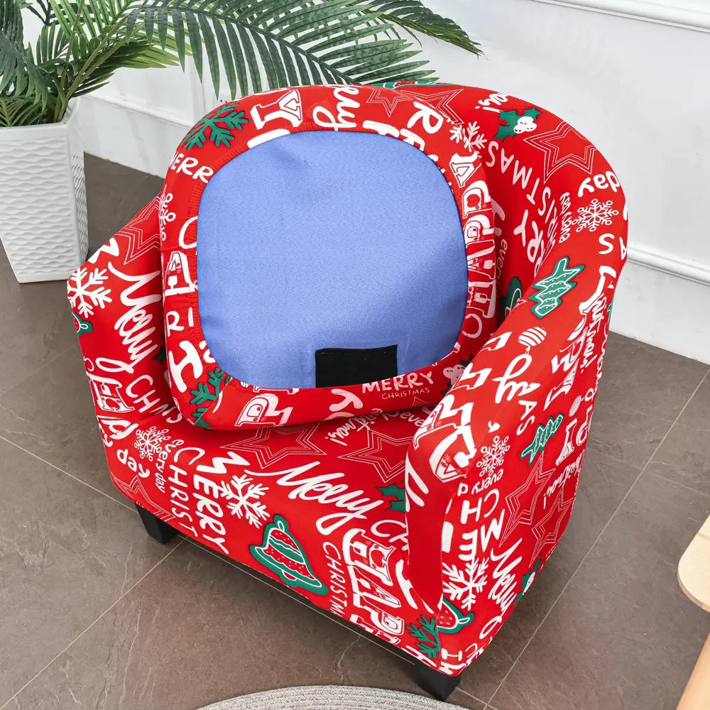 Classical 2 Pcs Christmas Style Red Club Chair Cover Removable Armchair Furniture Protector Top Level Crfatop %sku%