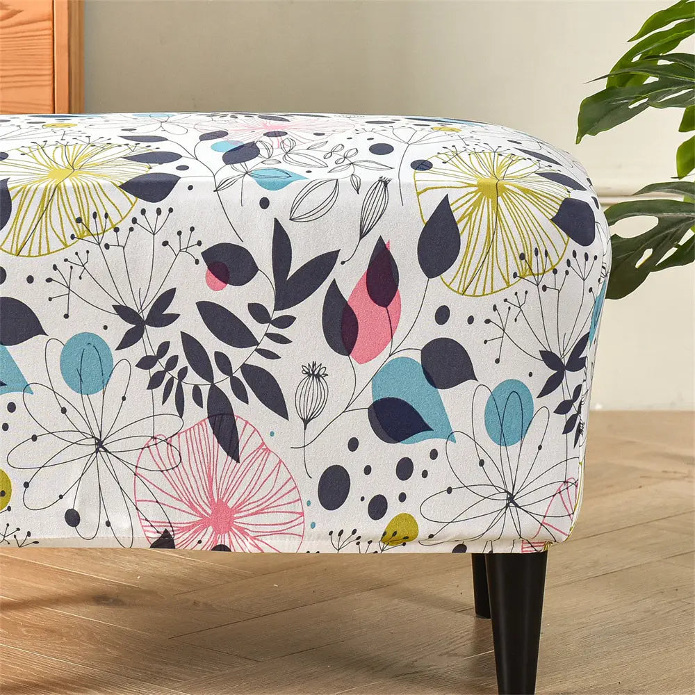 Crfatop Stretch Floral Ottoman Slipcover X-Large Rectangular Footstool Cover Protector Covers with Elastic Bottom Crfatop %sku%