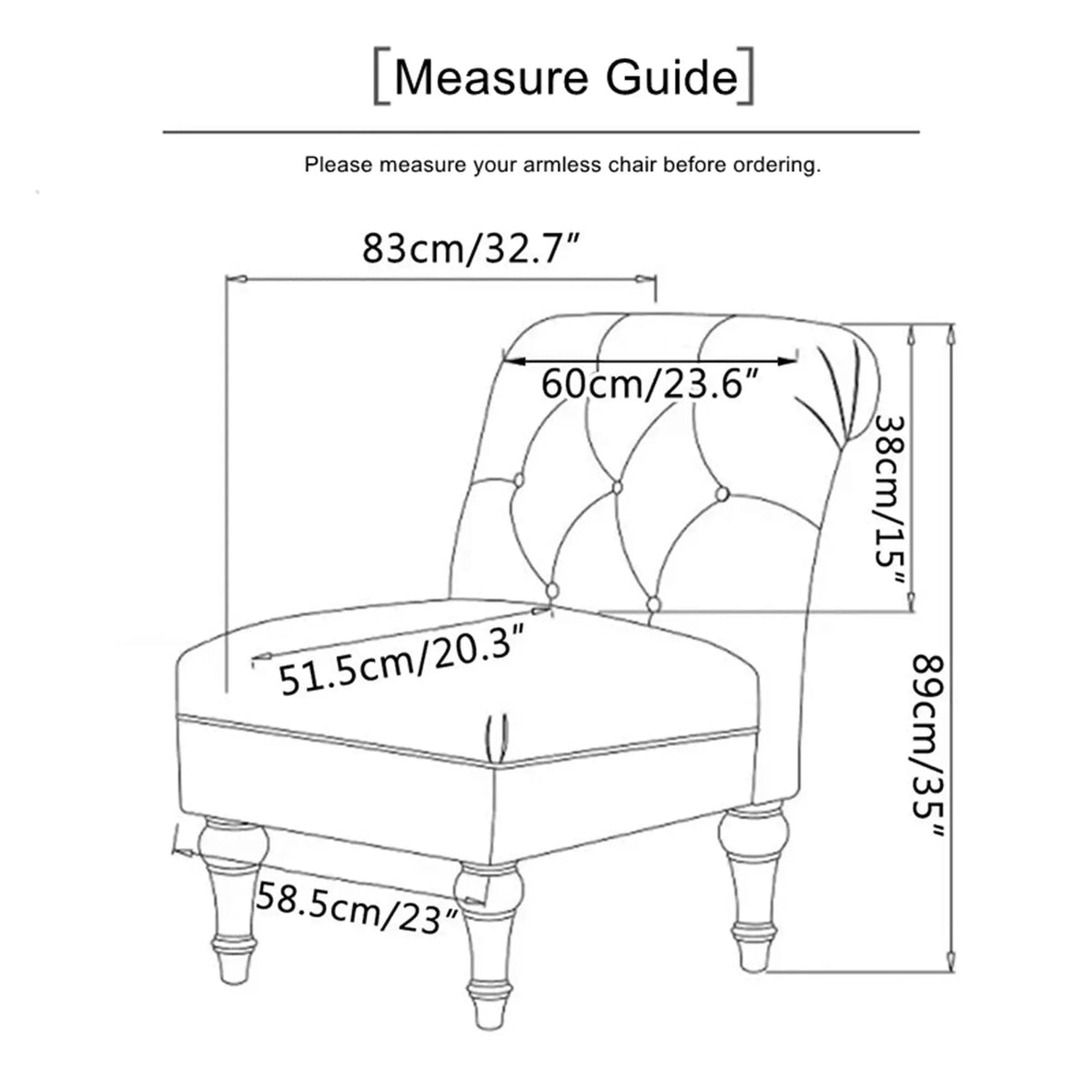 Durable Polyester Fabric Armless Chair Slipper Chair Washable Slipcover Stretch Seat Covers Armless Chair Protector Crfatop %sku%