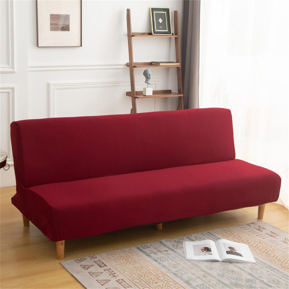 Red Futon Slipcover Solid Color Stretch Plaid Box Cushion Futon Sofa Cover Crfatop %sku%