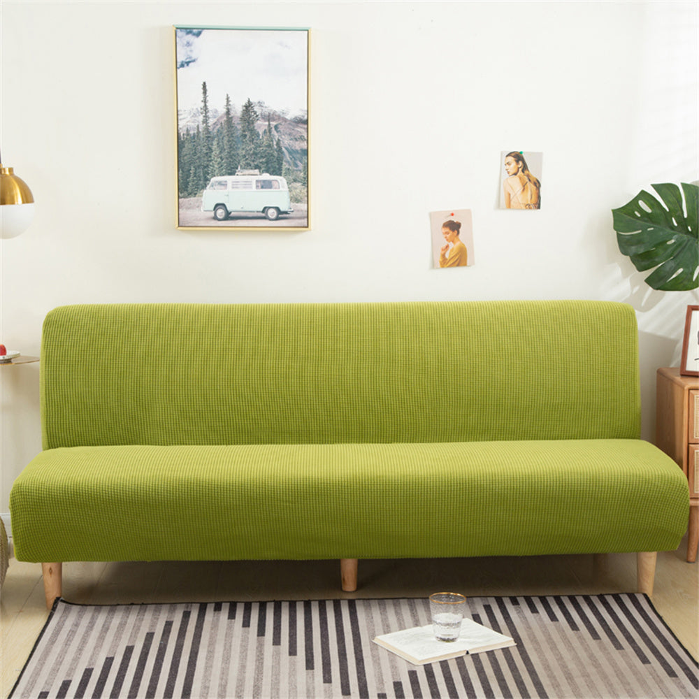 Stretch Armless Sofa Slipcover Durable Solid Color Futon Cover Two Sizes Available Crfatop %sku%