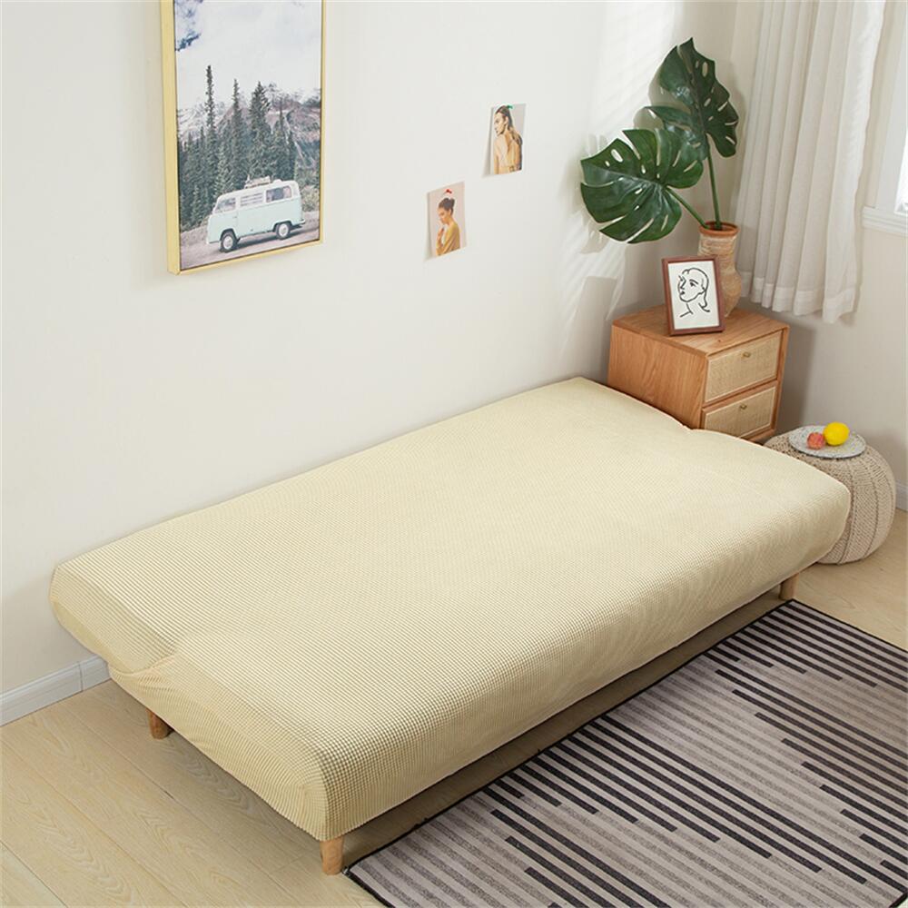 Stretch Armless Sofa Slipcover Durable Solid Color Futon Cover Two Sizes Available Crfatop %sku%