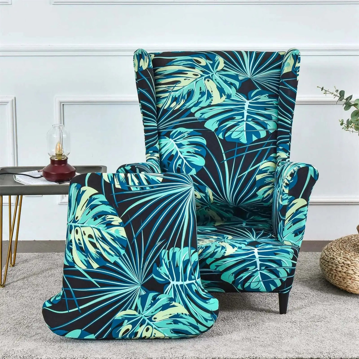 Floral Wing Armchair Slipcover Waterproof T-Cushion Chair Slipcover WB0004 Crfatop %sku%