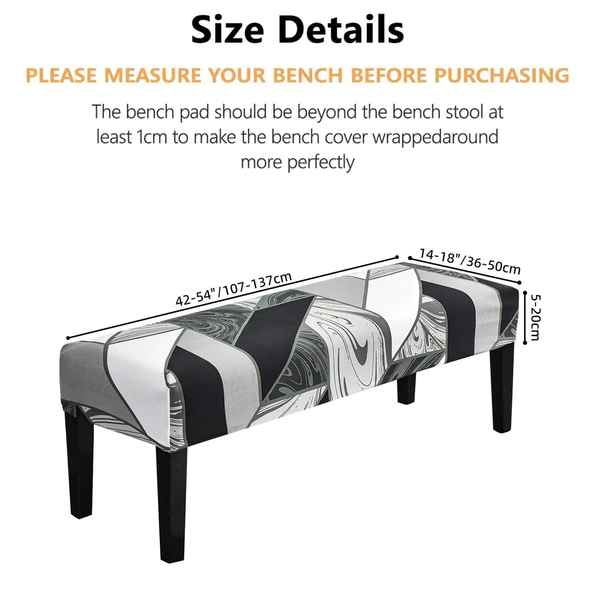 Graphic Print Stretchy Bench Slipcover Durable One Size Dining Bench Cover for Living Room Eco-Ancheng %sku%