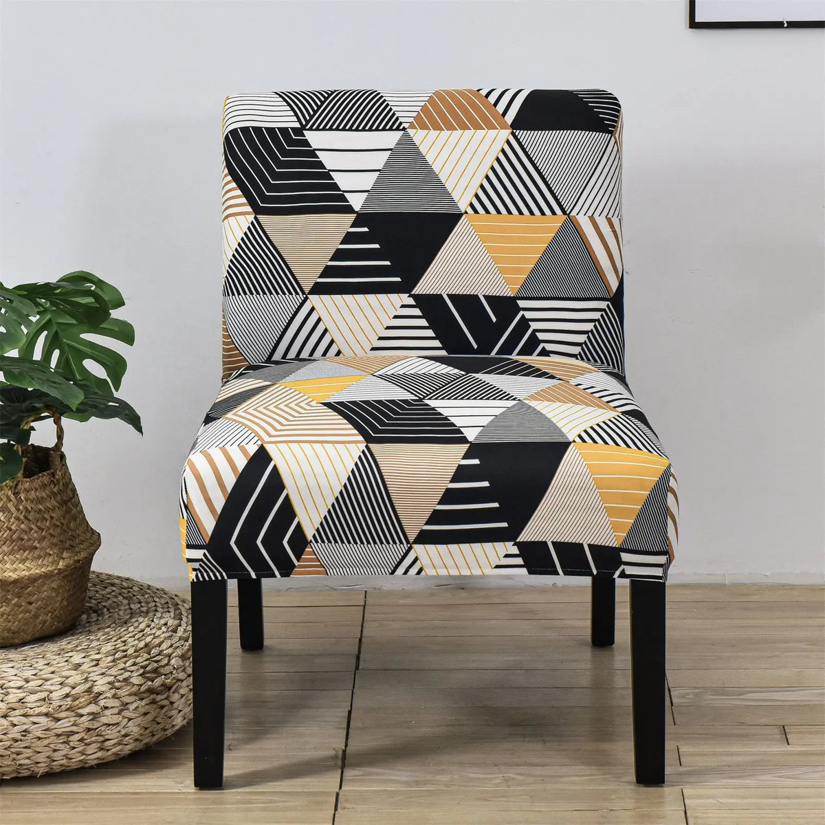 Grid printed Armless Accent Chair Cover Elastic Accent Chair Cover Home Protector Crfatop %sku%