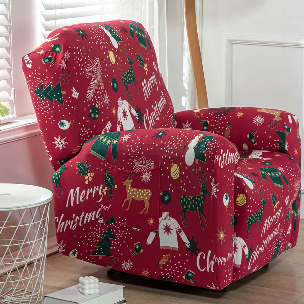 High Stretch Recliner Couch Slipcover 4 Pieces Chair Cover for Christmas Crfatop %sku%