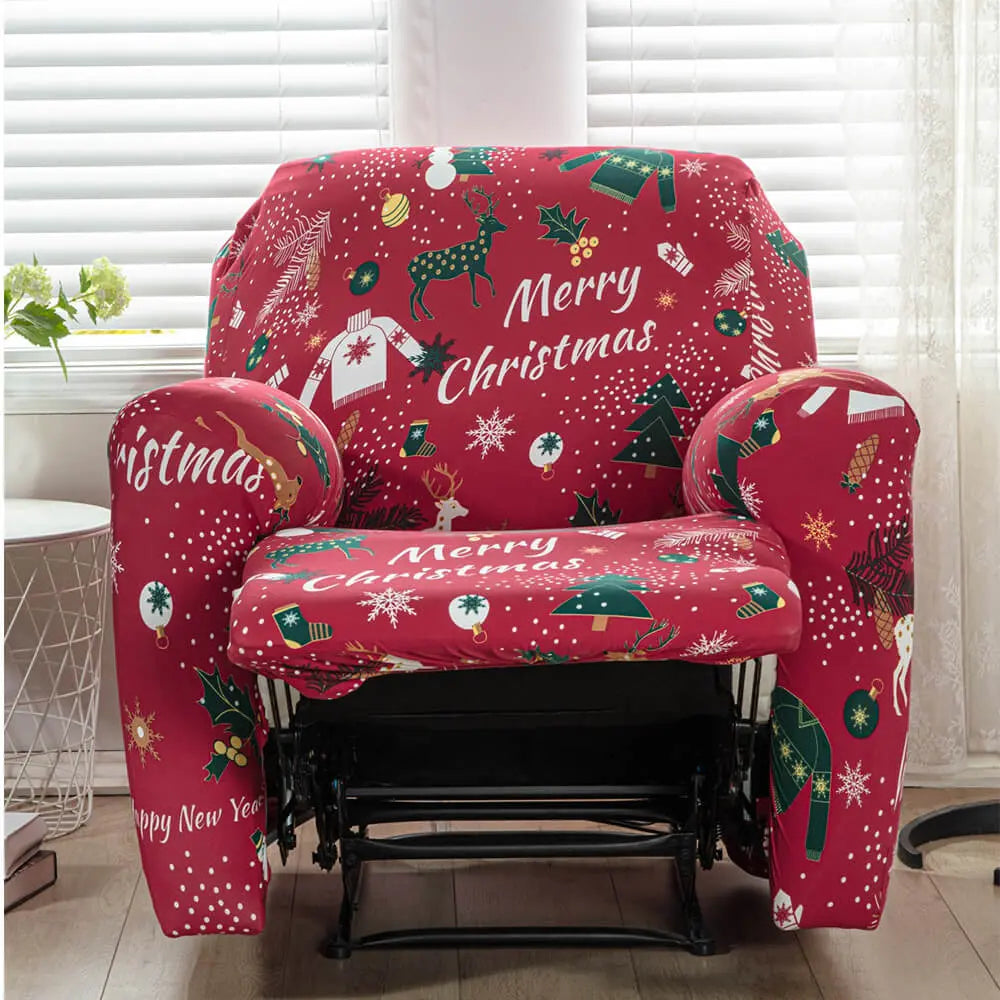 High Stretch Recliner Couch Slipcover 4 Pieces Chair Cover for Christmas Crfatop %sku%