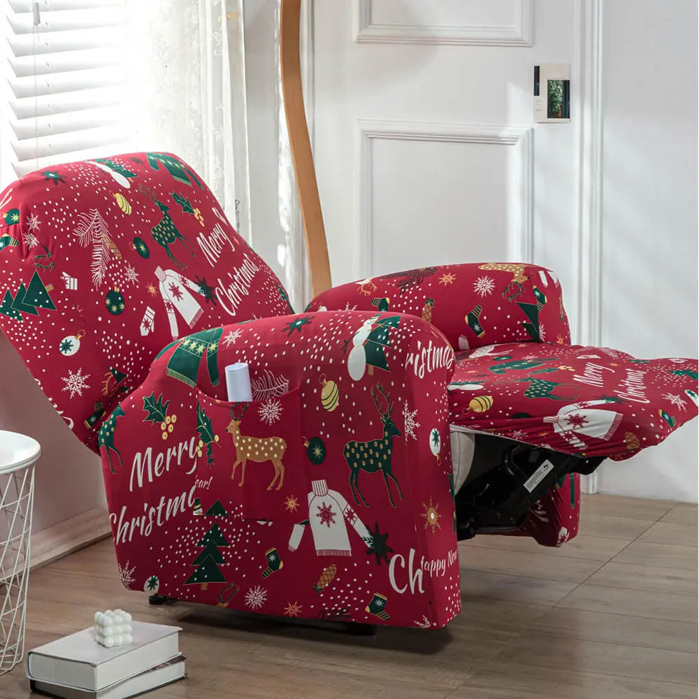 High Stretch Recliner Couch Slipcover 4 Pieces Chair Cover for Christmas Crfatop %sku%