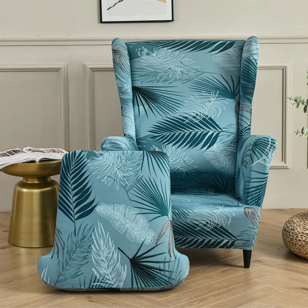 Teal wingback chair online cover