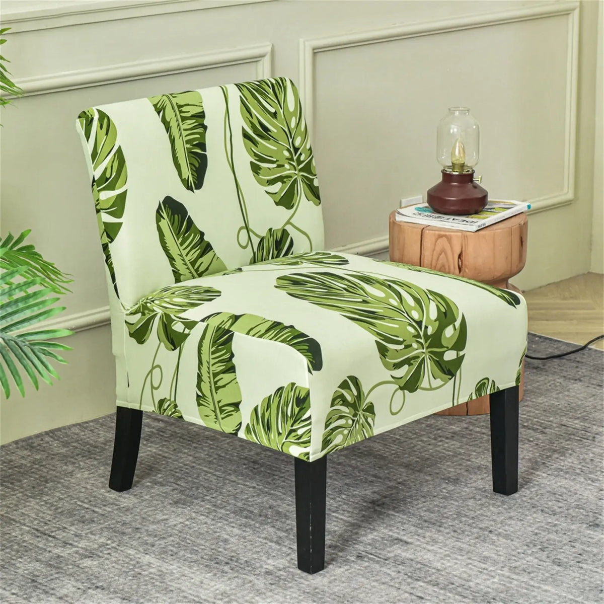 Leaves Printing Armless Accent Cover Wingback Slipcover Furniture Protector Covers Top Level Crfatop %sku%