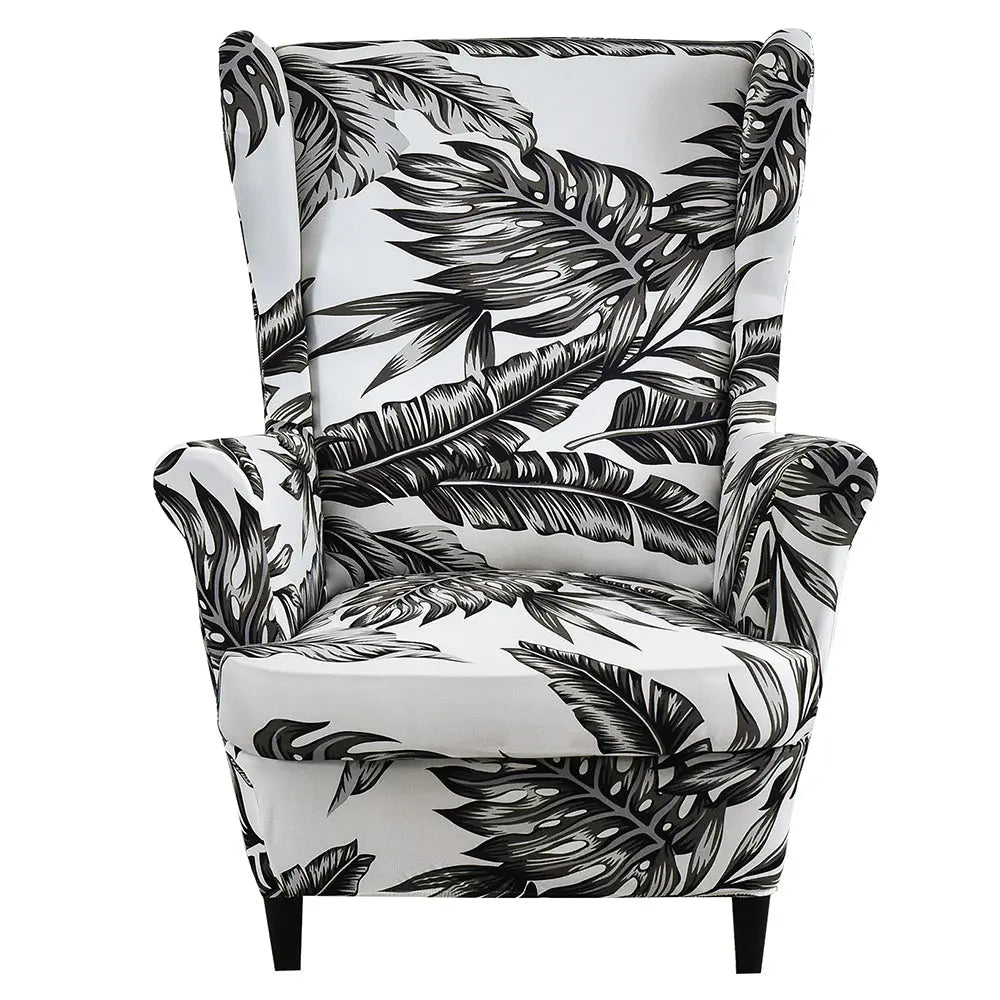 Minimalism Style Wingback Chair Cover Printed Sofa Slipcovers Spandex Fabric WB0006 Crfatop %sku%