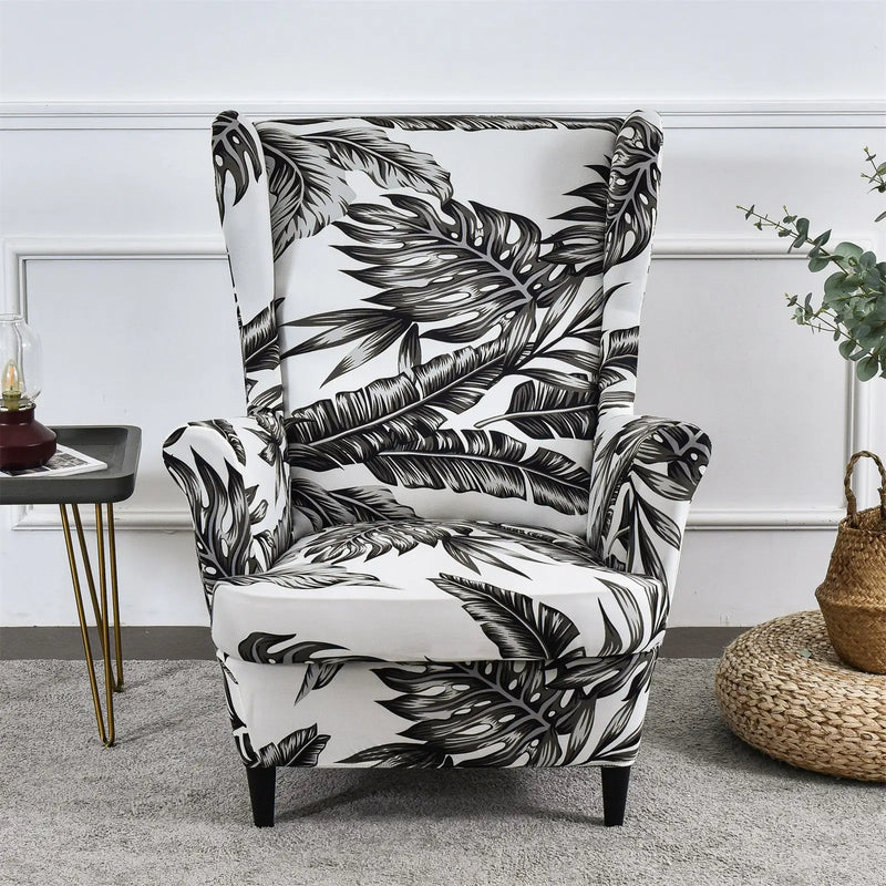 Minimalism Style Wingback Chair Cover Printed Sofa Slipcovers Spandex Fabric WB0006 Crfatop %sku%