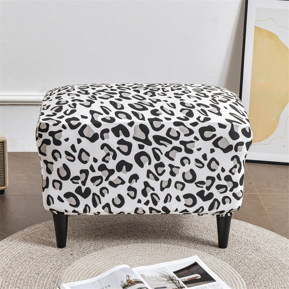 Leopard Prints Ottoman Slipcover High Quality Rectangle Storage Stool Sofa Cover Footstool Protector Crfatop %sku%