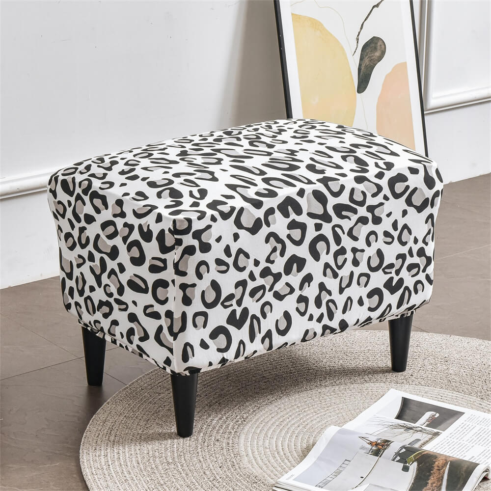 Leopard Prints Ottoman Slipcover High Quality Rectangle Storage Stool Sofa Cover Footstool Protector Crfatop %sku%