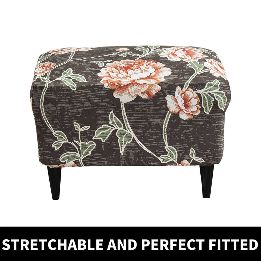 One Piece Ottoman Slipcover Stretch Spandex Floral Rectangle Folding Box Cushion Sofa Cover Crfatop %sku%