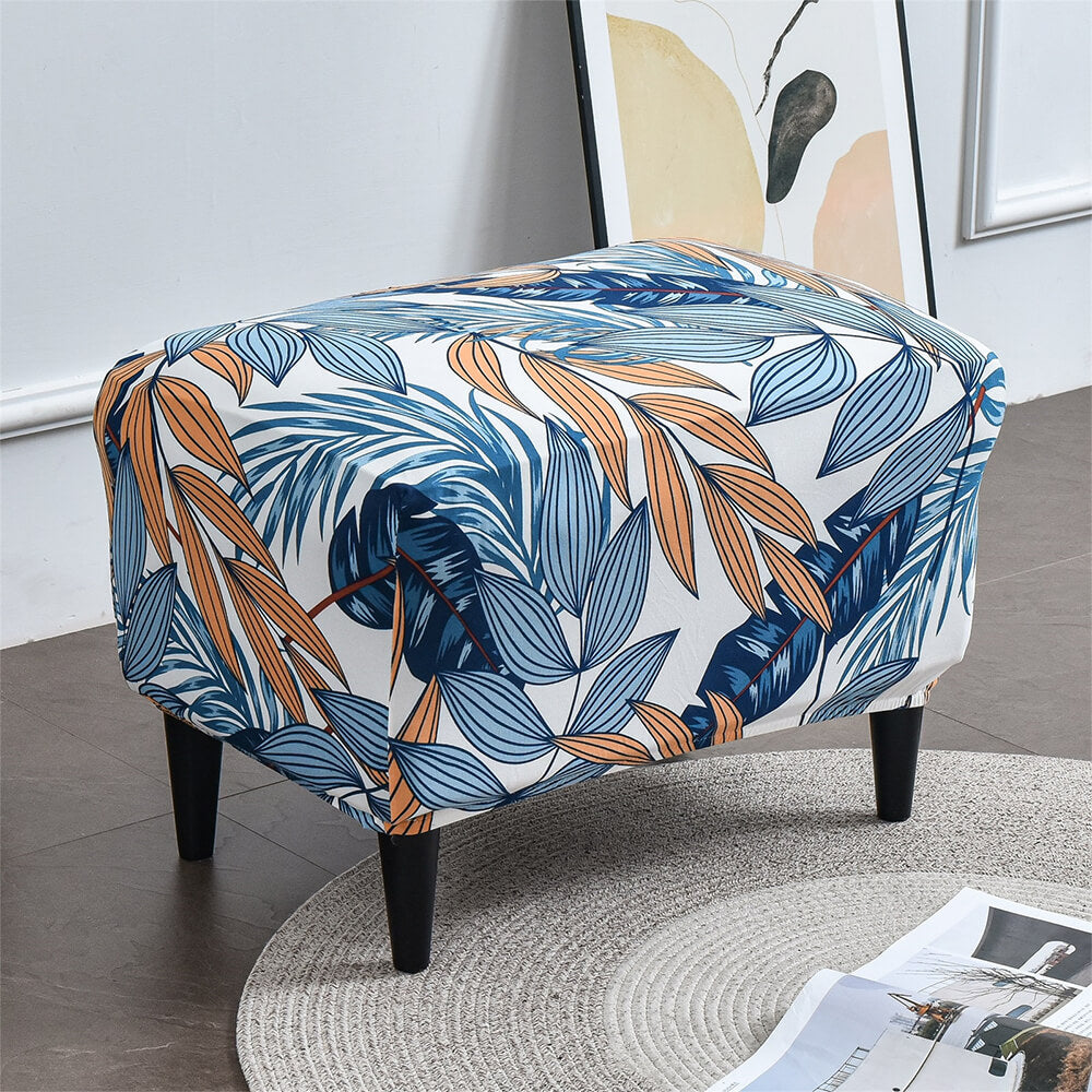 One Piece Ottoman Slipcover Stretch Spandex Floral Rectangle Folding Box Cushion Sofa Cover Crfatop %sku%