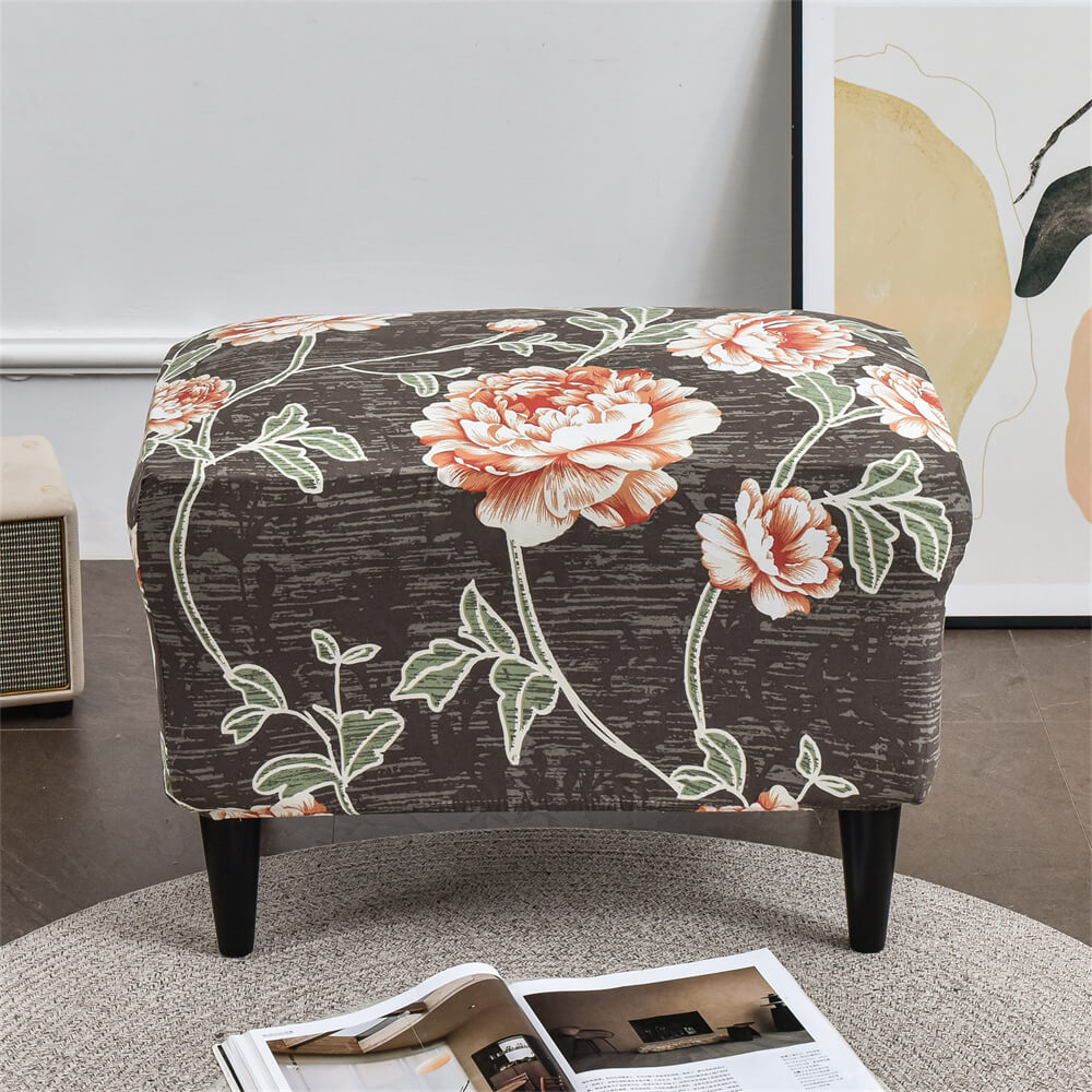 One Piece Ottoman Slipcover Stretch Spandex Floral Rectangle Folding Box Cushion Sofa Cover Crfatop %sku%