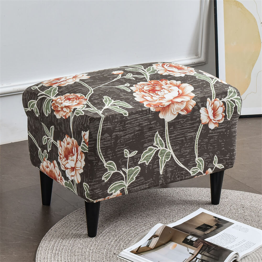 One Piece Ottoman Slipcover Stretch Spandex Floral Rectangle Folding Box Cushion Sofa Cover Crfatop %sku%