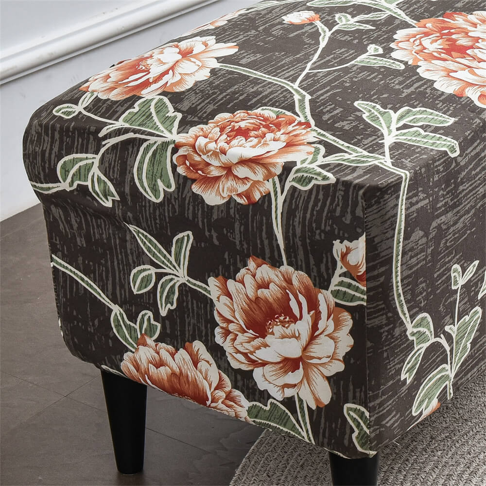 One Piece Ottoman Slipcover Stretch Spandex Floral Rectangle Folding Box Cushion Sofa Cover Crfatop %sku%