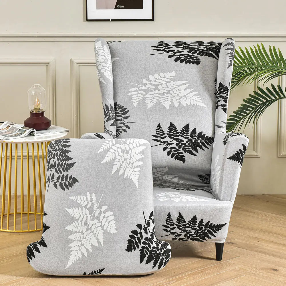 Pastoral Style Wing Chair Cover Stretch Spandex Armchair Covers Slipcovers With Seat Cushion Covers Crfatop %sku%