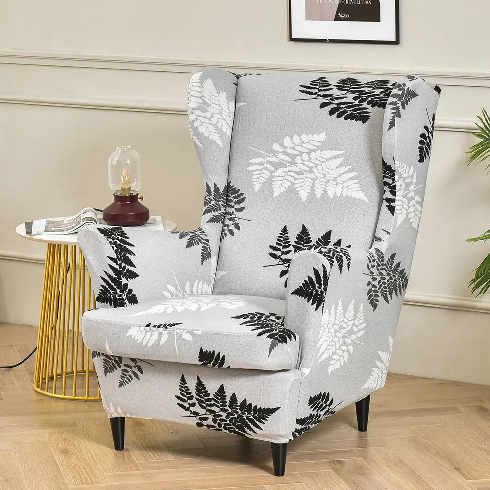 Pastoral Style Wing Chair Cover Stretch Spandex Armchair Covers Slipcovers With Seat Cushion Covers Crfatop %sku%