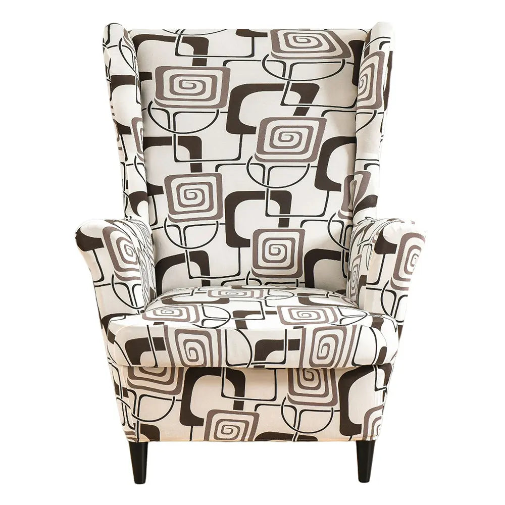 Pastoral Style Wing Chair Cover Stretch Spandex Armchair Covers Slipcovers With Seat Cushion Covers Crfatop %sku%