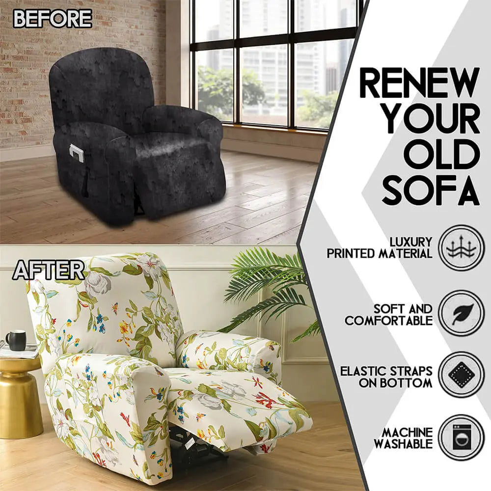 Patterned Recliner Chair Covers Sofaprint  4-piece Lazy Boy Slipcover Crfatop %sku%