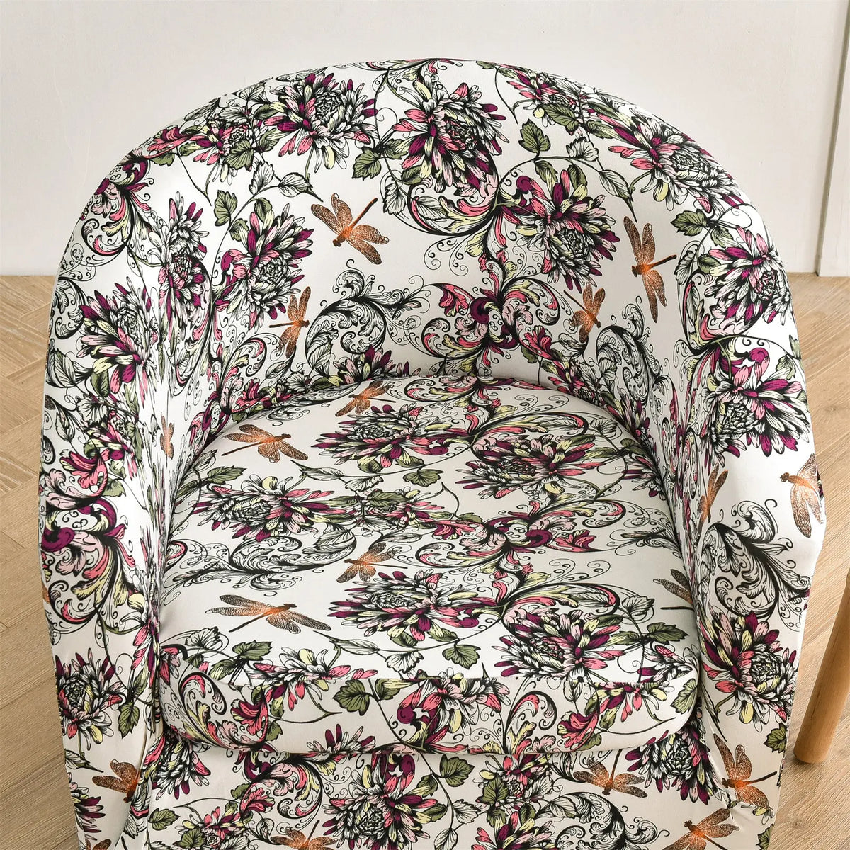 Pretty Floral Printing Club Armchair Cover Washable Waterproof Furniture Protector Slipcovers Crfatop %sku%