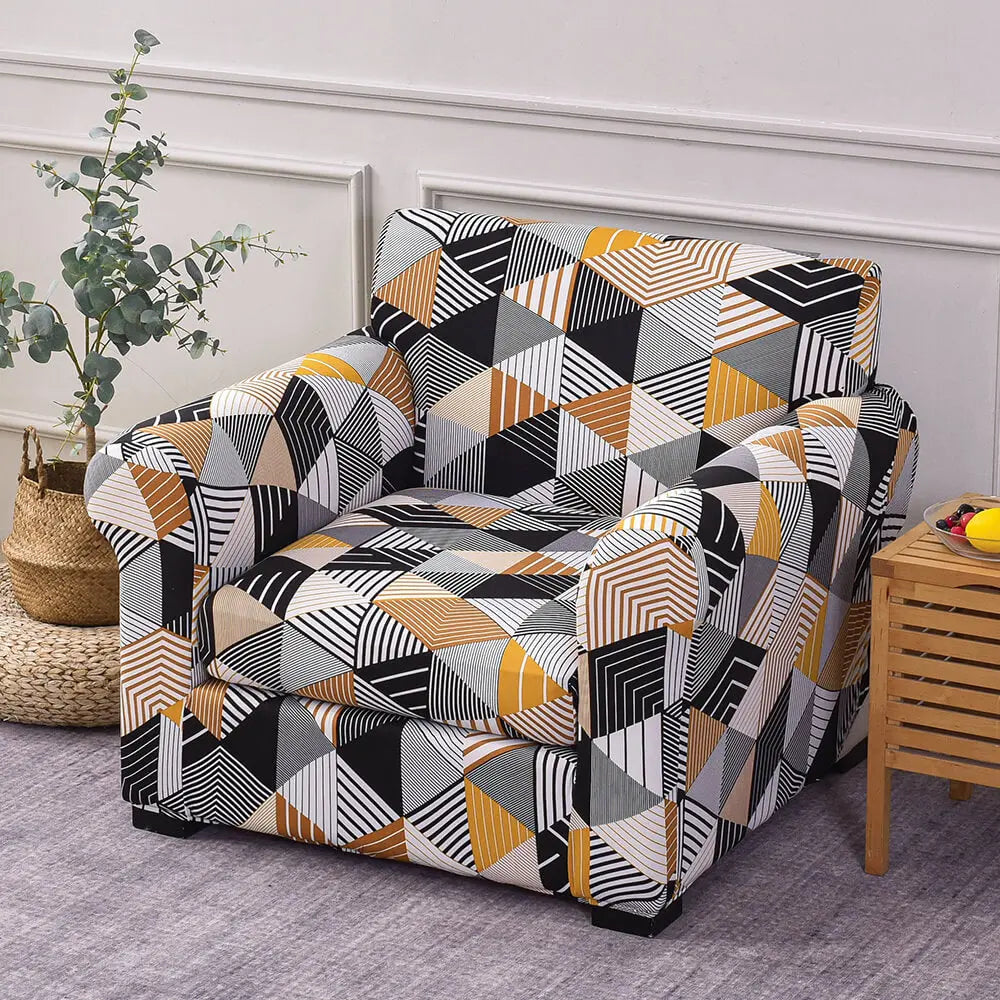 Printed 1 Seater Sofa Cover Stretch Armchair Seat Slipcover Crfatop %sku%