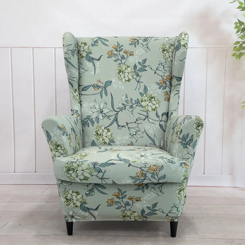 Printed Armchair Slipcover for Summer 2 Pieces Wing Chair Slipcover Crfatop %sku%