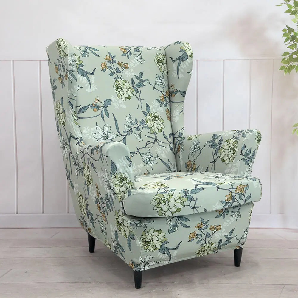 Printed Armchair Slipcover for Summer 2 Pieces Wing Chair Slipcover Crfatop %sku%