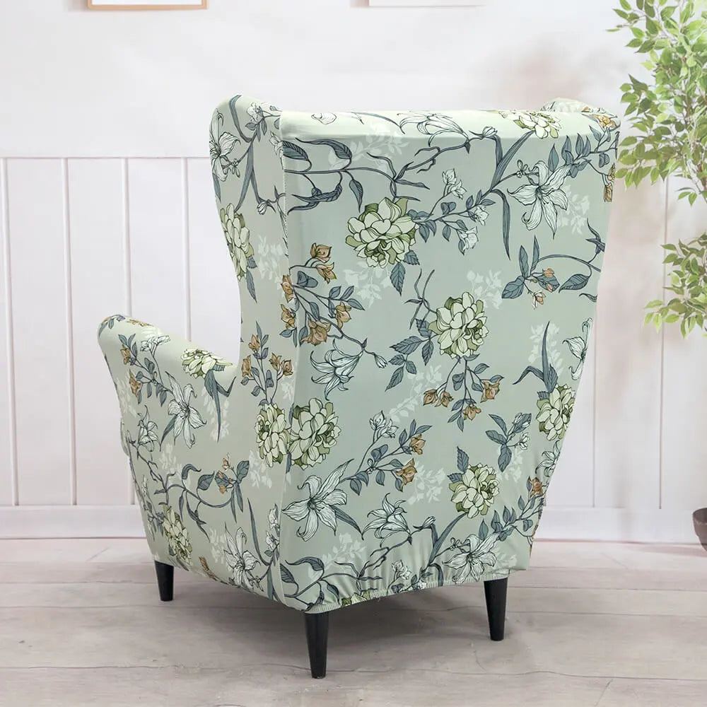 Printed Armchair Slipcover for Summer 2 Pieces Wing Chair Slipcover Crfatop %sku%