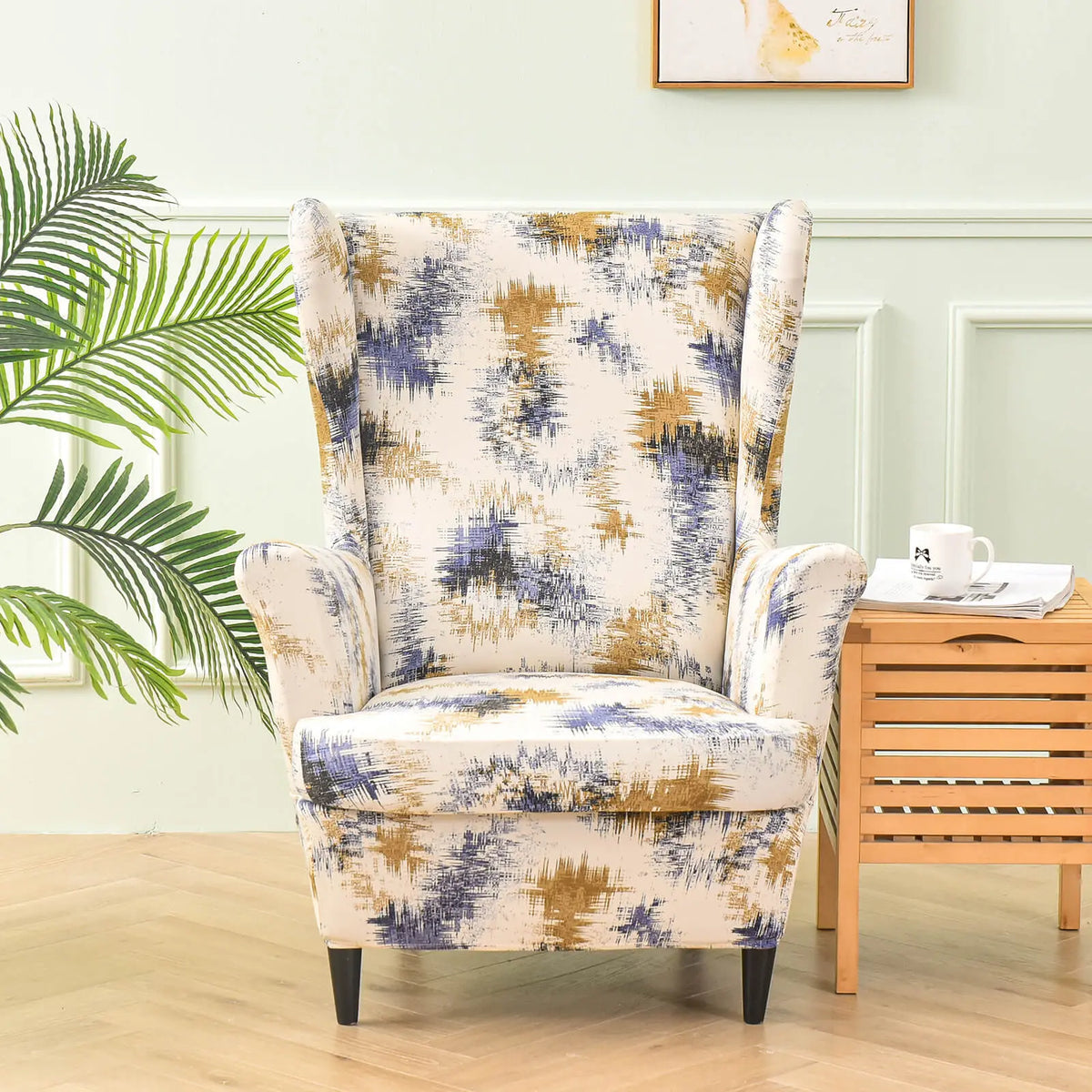 Printed Armchair Slipcover for Summer 2 Pieces Wing Chair Slipcover Crfatop %sku%